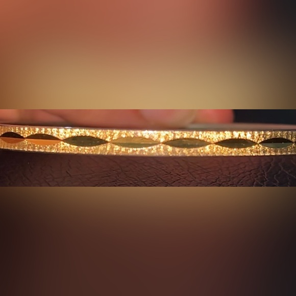 Monet 9.5 Inch Diamond Cut Bangle Bracelet Gold Tone - Picture 3 of 4